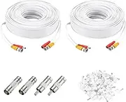 uxcell BNC Video Power Cable,60m/197ft All-in-One Security Camera Wire Cord DC Extension Wire for CCTV Security DVR Camera System Installation Plug & Play Cord,2 Set White