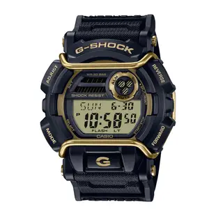 CASIO卡西歐 G-SHOCK 街頭時尚 百搭黑金 防撞保護框 經典數位顯示 GD-400GB-1B2_49.7mm