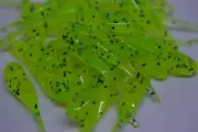 JASONS 2" STINGER SHAD 30 PACK GRUBS CRAPPIE LURES JIGS CHARTREUSE BLUE FLAKE