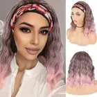 Headband Wig Short Wavy Headband Wig Ombre Curly Hair Wigs Heat Resistant Wig