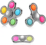 3 Pack Fidget Spinners, Push Pop Bubble Fidget Spinner, Stress Reducer and Anxiety Reliever Fidget Spinner for Kids