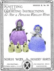 Vintage Crochet Pattern Greenock #130 Kewpie Bonnet Dolls Tea + Egg Cosies
