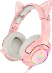 ONIKUMA K9 Gaming Headset with Cat Ears for PS4, Xbox, PC and Switch, RGB Lights