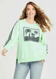 ts Taking Shape top Size 24 Cotton Sea Scape Sweatshirt Style NWT