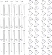ZALIZR Clear Plastic Earrings for Work and Sports, 100 Pairs of Invisible Ear Studs, Retainers, and Protectors - Perfect for Pierced Ears, Silicone Back Earrings, Blank Pins and Earnuts Included.