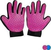 Zenify Pet Hair Remover Dog Grooming Glove Cat Brush Fur Removal Groomer Supplies for Short Haired Cats Puppy Dogs Horses Rabbits Massager Silicon Deshedding Mitt Efficient Gift (Pink 2 Pack)