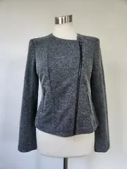 Catherine Malandrino Runway Style Charcoal Zip-Up Knit Moto Jacket Womens M NWT
