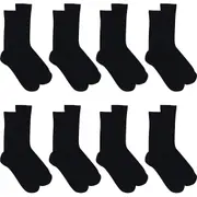8 Pairs Holeproof Mens Merino Wool Blend Crew Everyday Socks Black Bulk S10012