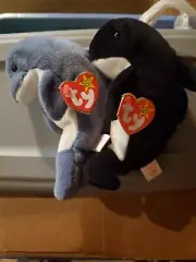 Beanie Baby TY/ errors / combo Waves and echo / see pictures WRONG TAGGED