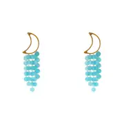 2x LVD Bamboo/Capiz Moon Dreamcatcher Leaf Home Hanging Decor 23x7cm Sky Blue