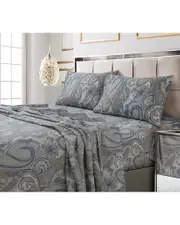 Tribeca Living Paisley Park Printed 300TC 100% Cotton Sateen Sheet Set