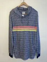 Rip Curl Mens Hoodie Spacedye Striped Laay Pullover Gray Size Large 23.5x30