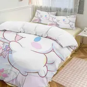 v925 Cinnamoroll 3-Piece Twin Bed Set - Includes 1 Single Comforter And 2 Pillowcases Bedding - Fade Resistant Microfiber - Cinnamoroll io925