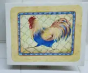 Rooster Coasters Linda Grayson Set of 4 Cork Back. Box New SEALED 4.5" x 3.5"