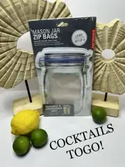 Shh! Secret Cocktail On The Go! Mason Jar SetOf 2 32OZ Reusable Leak Proof Tiki