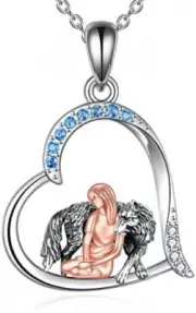 Wolf and Girl Necklace 925 Sterling Silver Necklaces Wolf Pendant Necklace Gifts