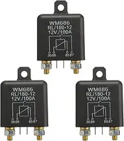 Mellisso 3X 12V 100Amp 4-Pin Heavy Duty ON/Off Switch Split Charge Relay for Auto Boat Van Black
