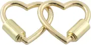 2Pcs Screw Carabiner Clasp Lock 22X23Mm Heart Shaped Gold Key Ring Clip for DIY
