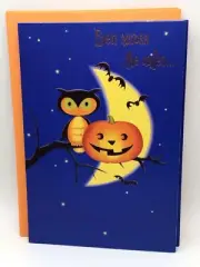 Lot of 5 Hallmark Happy Halloween Cards Across The Miles Anyone Owl Moon Pumpkin