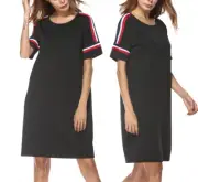 Women's Short Sleeve O-Neck Dress Casual Plain Tie Dye Print Tshirt Long Dresses