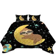 Funny Astronaut Sloth Sleeping on the Moon Coverlet