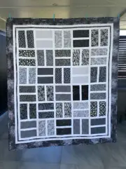 Handmade patchwork Quilt. Stained glass window quilt in black and white (#113)