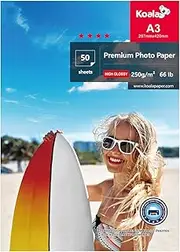 [Koala] Glossy Photo Paper A3 Size 297x420mm 250gsm 50 Sheets with Premium High Glossy Advanced Resin Coated for Canon Hp Epson Inkjet Printer