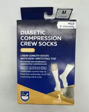 Rite Aid Diabetic Compression Crew Socks MEDIUM Mild 8-15mmHg White UNISEX