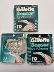 Gillette Sensor For Women 10 (30) Razor Blade Refill Cartridge VTG BOX DAMAGE