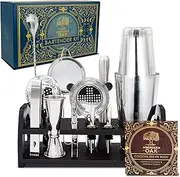 Mixology Bartender Kit - Complete 14 Piece Cocktail Shaker Set and Bar Kit Bar Accessories for The Home Bar Set and Bar Tools Bar Cart Accessories, Bar Cocktail Shaker Set Bartender Tools