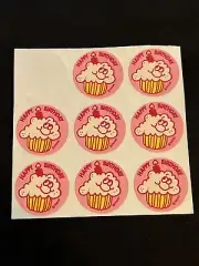 Vintage 80’s Trend Matte “HAPPY BIRTHDAY!” Cupcake Scratch & Sniff Stickers