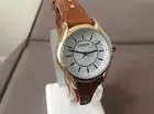 Fossil Ladies Gold Tone Stainless Steel Dark Brown Leather Band Watch BQ3067