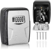 Key Lock Box, 4-Digit Combination Waterproof Portable Key Storage Lock Box Wa...