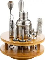 iDeer Life Bartender Set with Bamboo Rotating Display Stand, Cocktail Tool 750ml