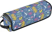 [sanluoli] 2-in-1 Curling Iron Travel Case and Heat Resistant Mat Portable Travel Carrying Case Ethnic Fashion Blue Colorful Trave Case for Women