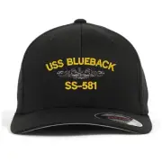 Uss ss-581 embroidered flex fit stretchable baseball cap (size S/M, L/XL, XXL)