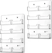 Lincia 2 Pieces Acrylic Business Card Holder Wall Mount Clear Sticker Display Rack Multiple Clear Acrylic Card Organizer Sticker Display Stand Pre Drilled Index Storage