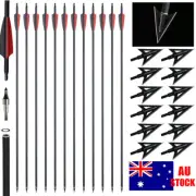 Archery 30" Carbon Arrows Spine 500 Hunting Broadhead for Compound Recurve Bow