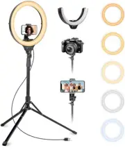 Aureday 14” Selfie Ring Light With 62” Tripod Stand Phone Holder Dimmable LED