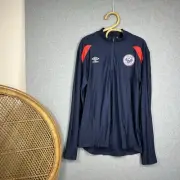 Umbro Football Soccer Jersey Long Sleeve Red Navy Blue 2004 Manly United XL