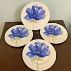 Royal Stafford BLUE POPPY BLOOM Floral 11" Dinner Plates 4 SET Dinnerware New