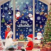 218 Pcs Christmas Window Clings, Christmas Window Stickers, Removable Santa Snowman Reindeer Static Clings, for Christmas Window Decoration
