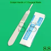 10 STERILE SURGICAL BLADES #10 #11 WITH FREE SCALPEL KNIFE HANDLE #3