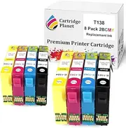 Cartridge Planet 8 Pack (2BK,2C,2M,2Y) Compatible Ink for Epson 138 T1381 T1382 T1383 T1384 for Epson NX230 NX420 NX430 NX635 WorkForce 320 325 435 525 545 60 625 630 633 645 7010 7510 7520 840 845 ..