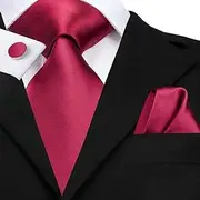 [GerRit] Men's Neckties Men's Tie Plain Tie Handkerchief Cufflinks Set Party Wedding for Business Wedding