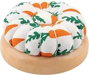 Rolybag Pin Cushion, Wooden Base Needle Pincushions Carrot Pattern Style Round Pin Cushion for Sewing Needle Holders or DIY Crafts