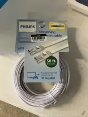 Philips 50' Cat6 Flat Ethernet Cable - White