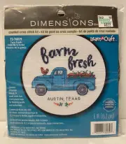 DIMENSIONS Learn A Craft Counted Cross Stitch Kit FARM FRESH 6" round