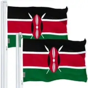 2 Pack Kenya Flag 3x5 feet Printed 150D Indoor Outdoor Vibrant Colors Brass