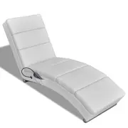 vidaXL Massage Lounger White Faux Leather